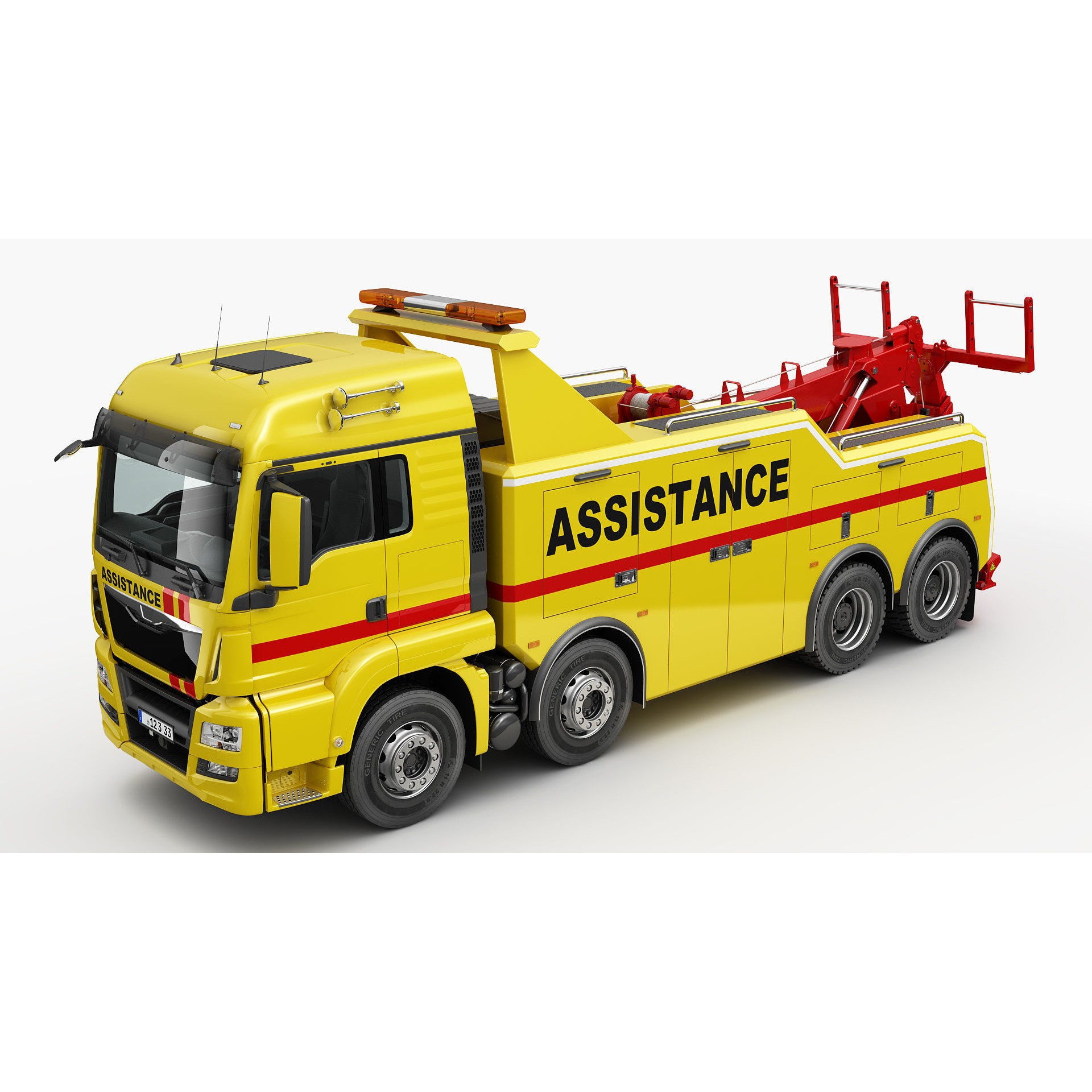 Tow Truck 8X4 - Low-Poly Game-Ready 3D Model - View 7