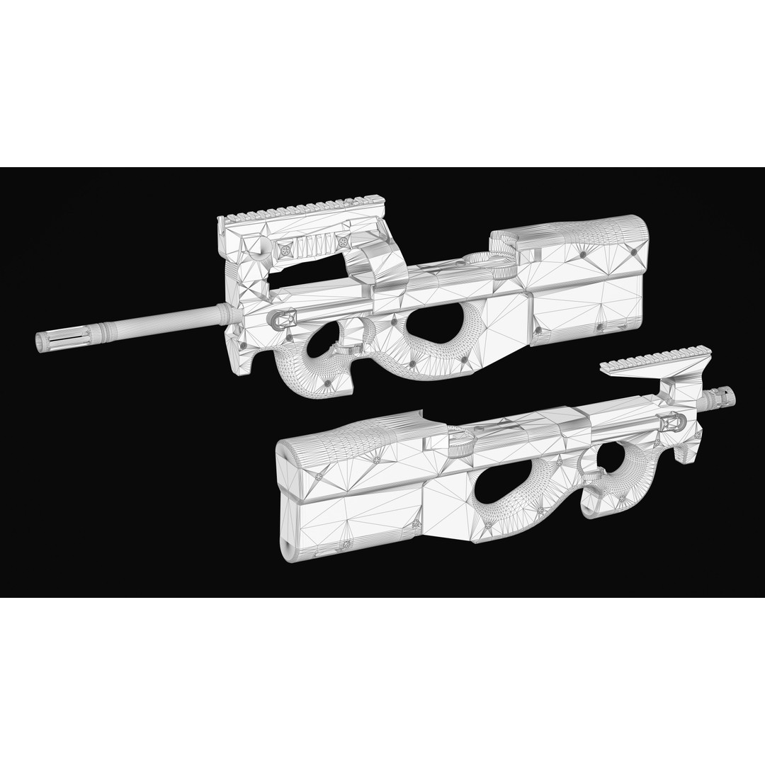 P90 PDW 3D Model – Low Poly Game Asset with PBR Textures, FBX/OBJ