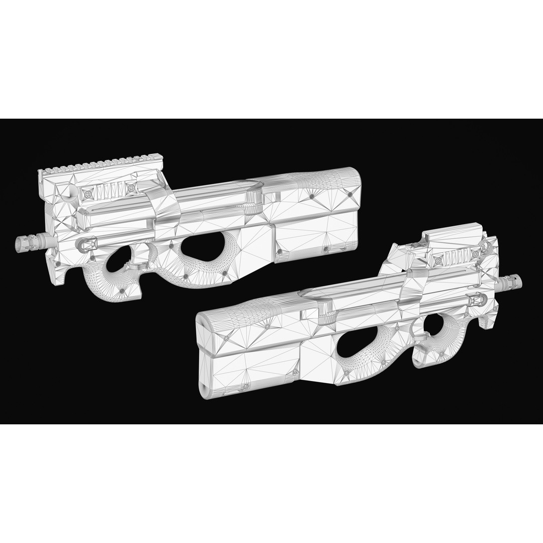 P90 PDW 3D Model – Low Poly Game Asset with PBR Textures, FBX/OBJ - View 11