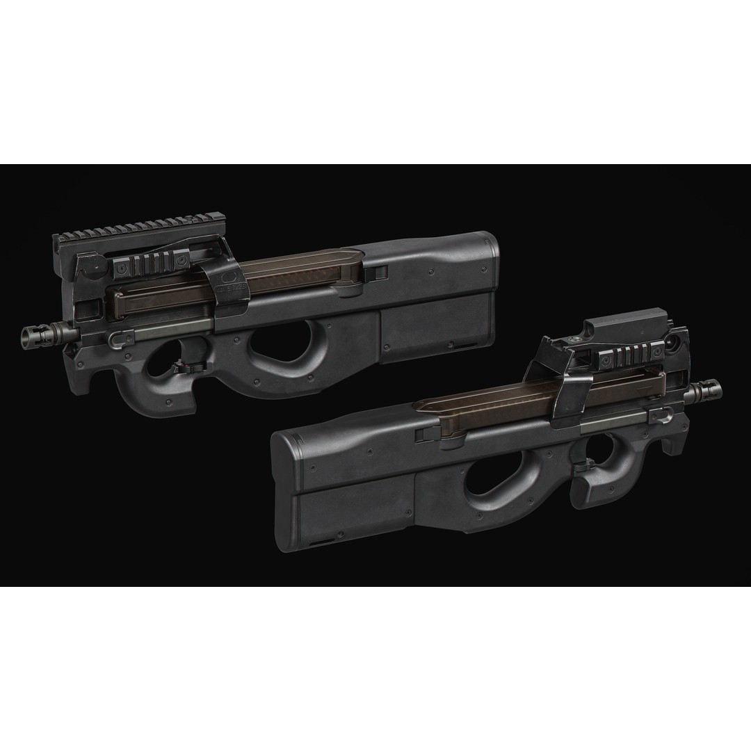 P90 PDW 3D Model – Low Poly Game Asset with PBR Textures, FBX/OBJ - View 4