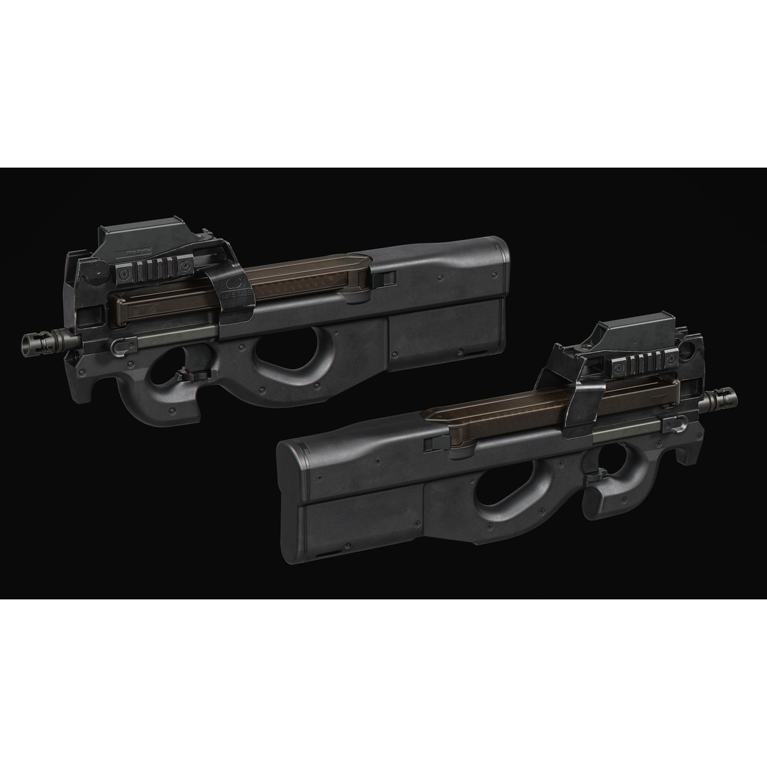 P90 PDW 3D Model – Low Poly Game Asset with PBR Textures, FBX/OBJ - View 5
