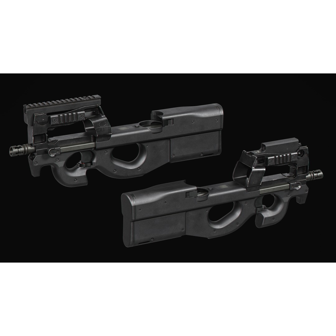 P90 PDW 3D Model – Low Poly Game Asset with PBR Textures, FBX/OBJ - View 7