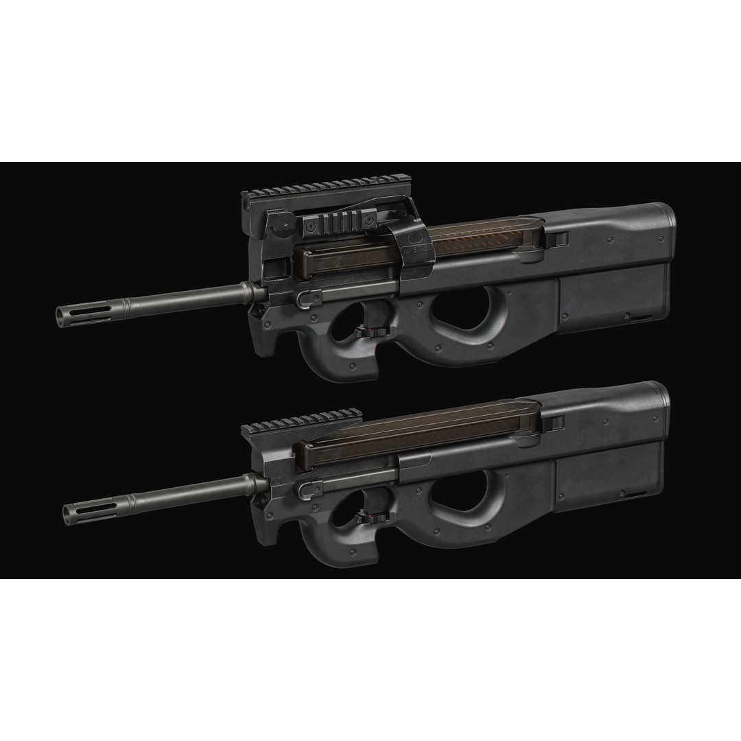P90 PDW 3D Model – Low Poly Game Asset with PBR Textures, FBX/OBJ - View 8