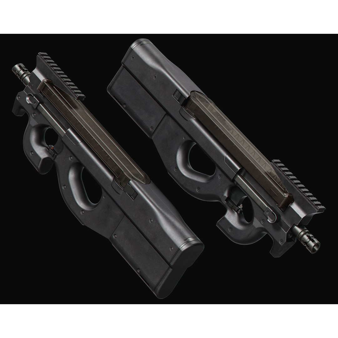P90 PDW 3D Model – Low Poly Game Asset with PBR Textures, FBX/OBJ - View 9
