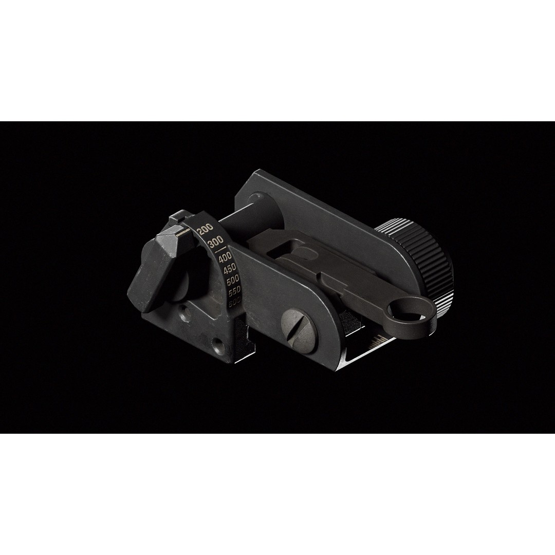 Matech Back Up Iron Sights 3D Model – Low Poly Game Asset, FBX - View 3