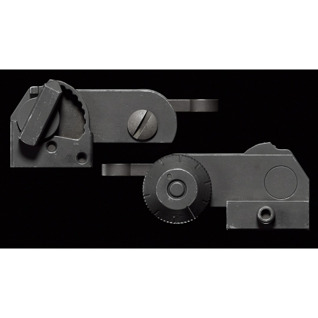 Matech Back Up Iron Sights 3D Model – Low Poly Game Asset, FBX - View 4