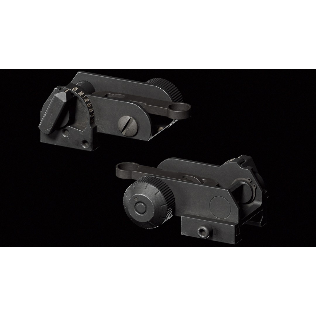 Matech Back Up Iron Sights 3D Model – Low Poly Game Asset, FBX - View 5