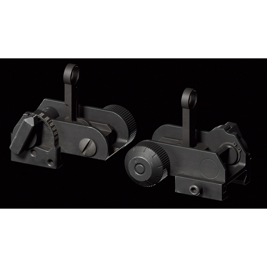 Matech Back Up Iron Sights 3D Model – Low Poly Game Asset, FBX - View 7