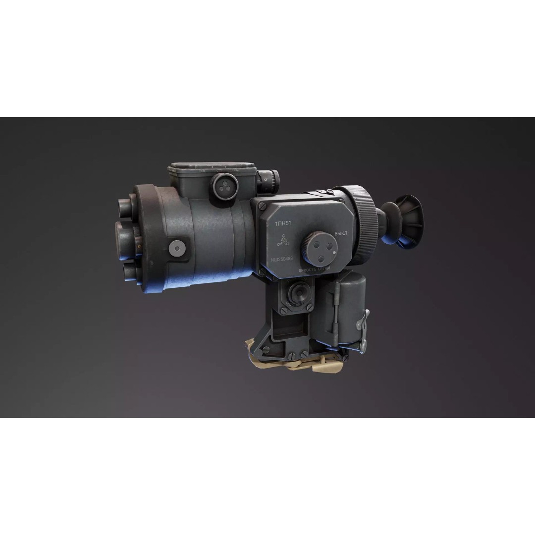 1PN51 Night Scope 3D Model – Low Poly Military Optics, FBX - View 3