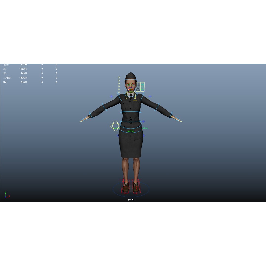 World War II Female Soldiers 3D Model – Low Poly Rigged Character, FBX - View 22