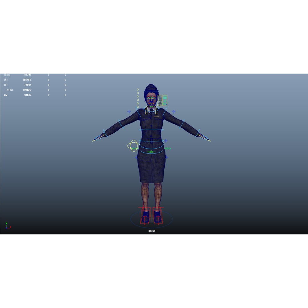 World War II Female Soldiers 3D Model – Low Poly Rigged Character, FBX - View 23