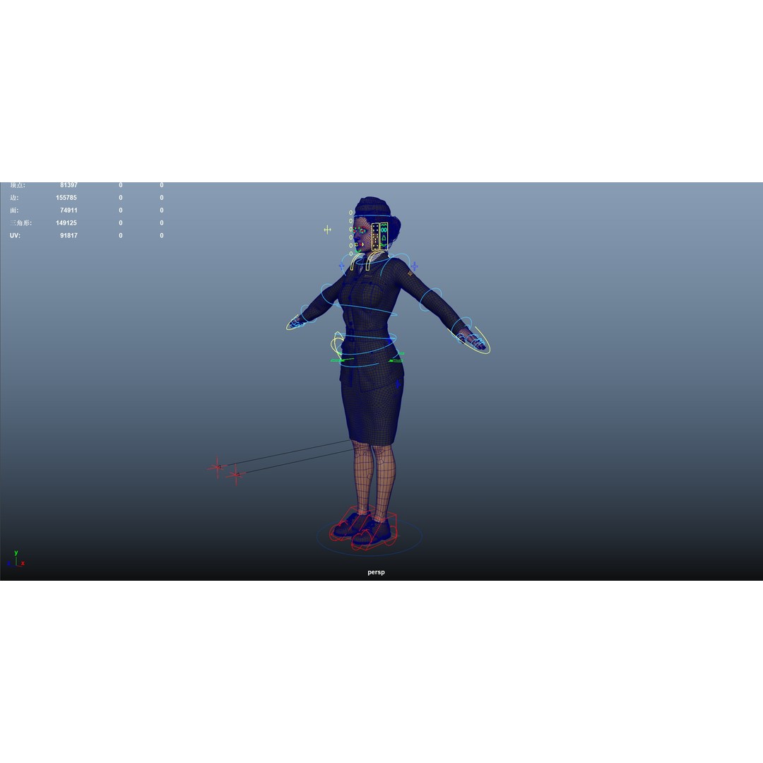 World War II Female Soldiers 3D Model – Low Poly Rigged Character, FBX - View 24