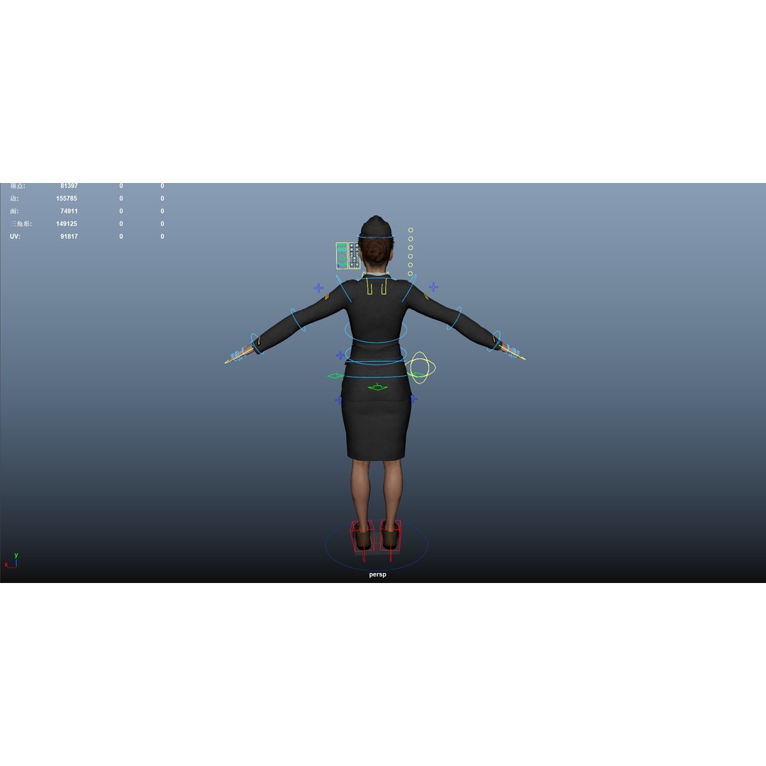World War II Female Soldiers 3D Model – Low Poly Rigged Character, FBX - View 26