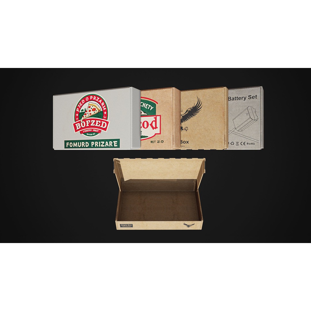 Ammo and Packages 3D Model – Low Poly Rigged Animated Asset, FBX - View 12