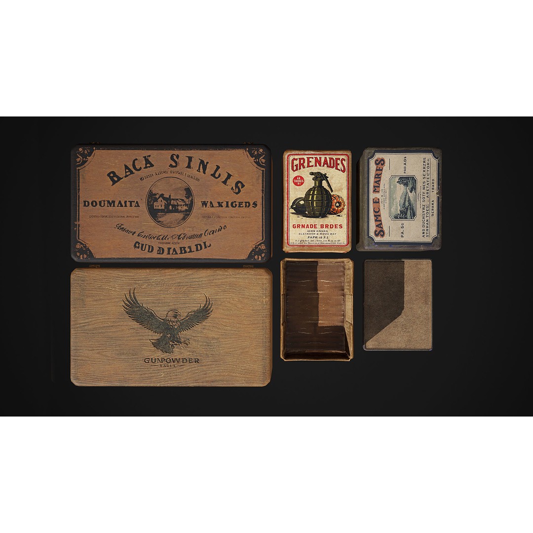 Ammo and Packages 3D Model – Low Poly Rigged Animated Asset, FBX - View 17