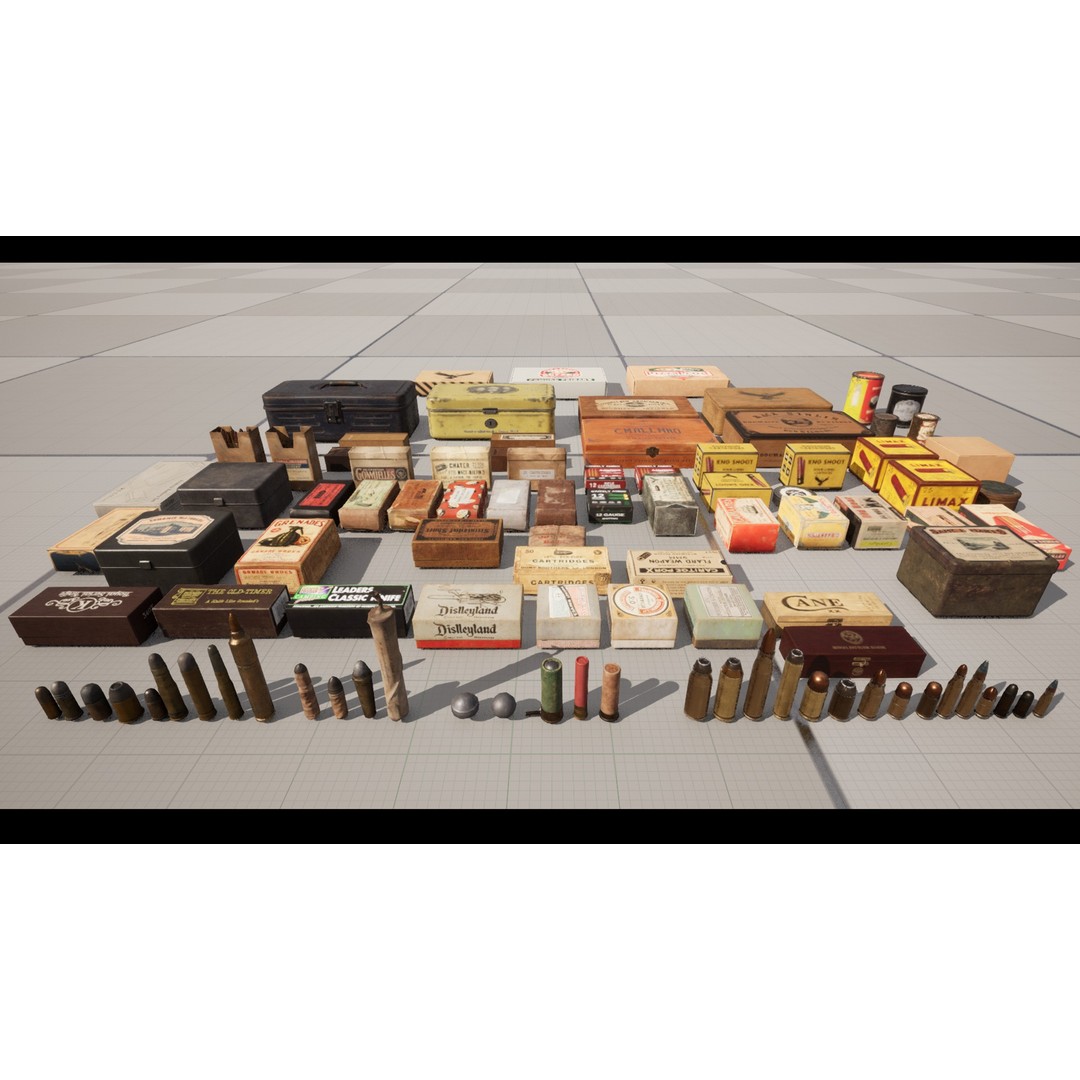 Ammo and Packages 3D Model – Low Poly Rigged Animated Asset, FBX - View 3