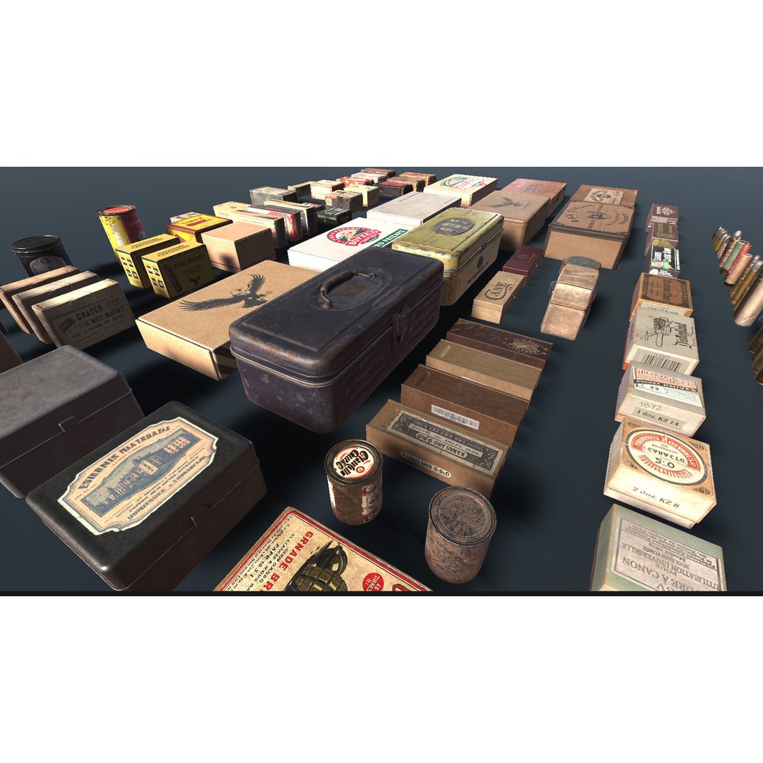 Ammo and Packages 3D Model – Low Poly Rigged Animated Asset, FBX - View 7