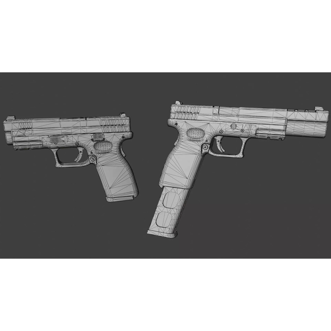 HS2000 Pistol 3D Model – Low Poly Rigged Game Asset, FBX
