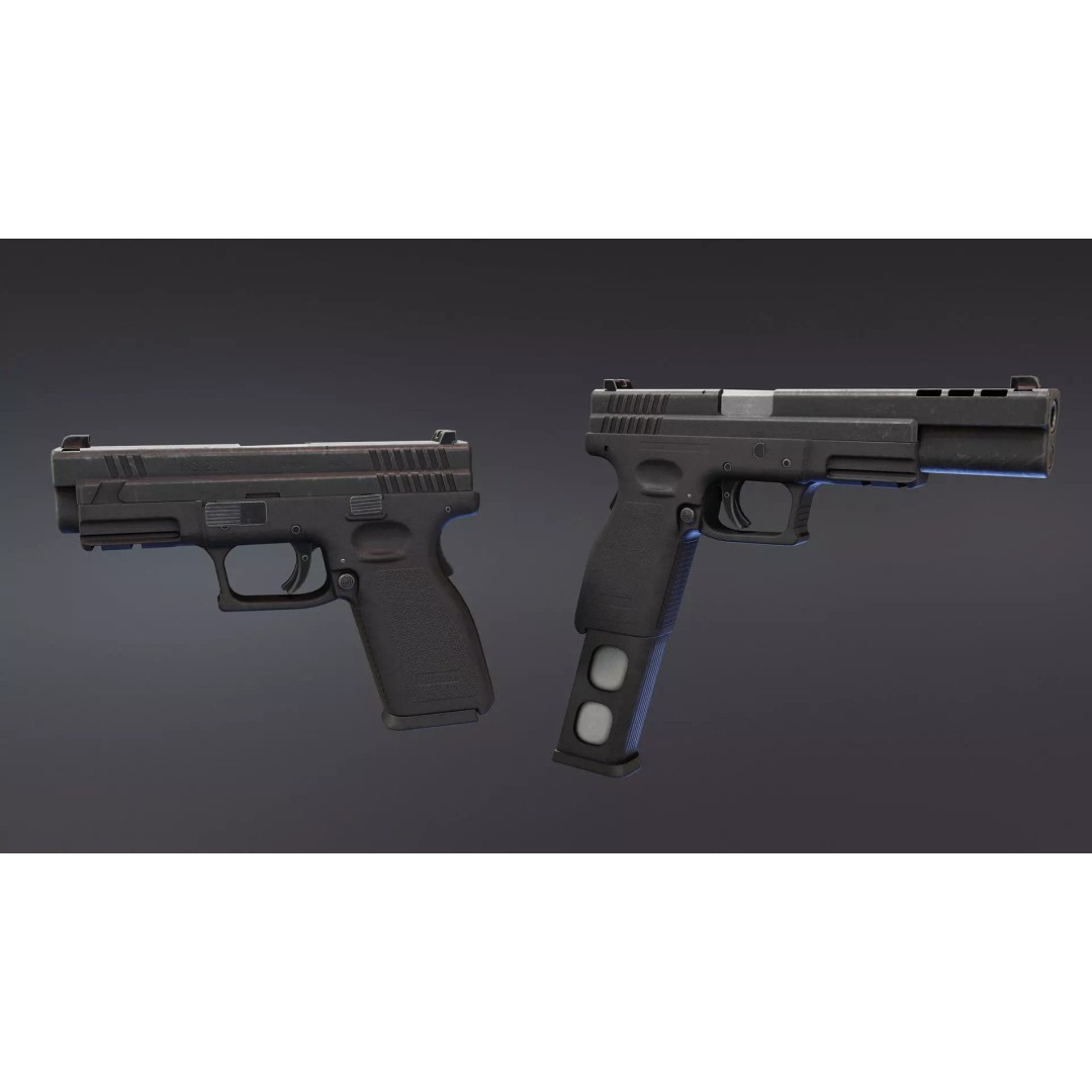 HS2000 Pistol 3D Model – Low Poly Rigged Game Asset, FBX - View 2