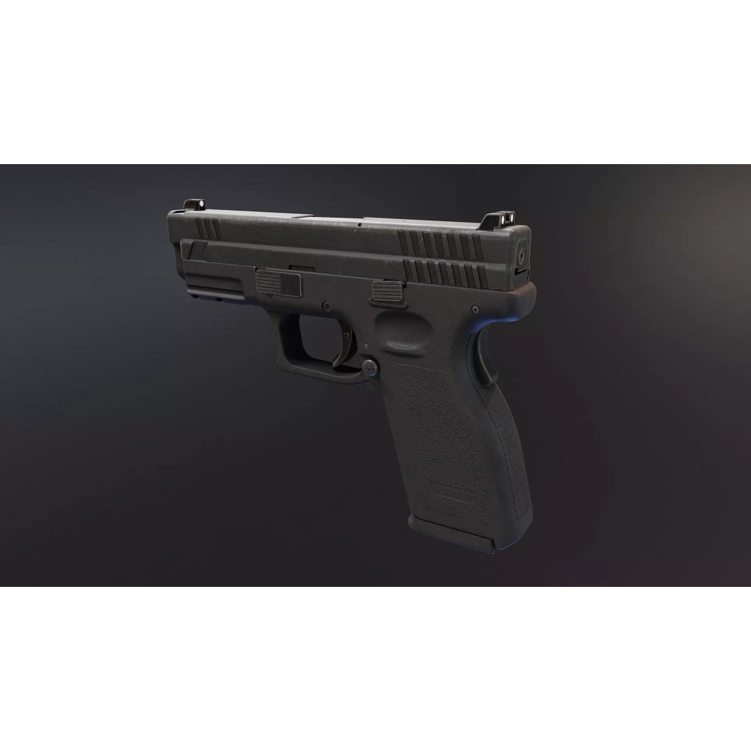 HS2000 Pistol 3D Model – Low Poly Rigged Game Asset, FBX - View 3