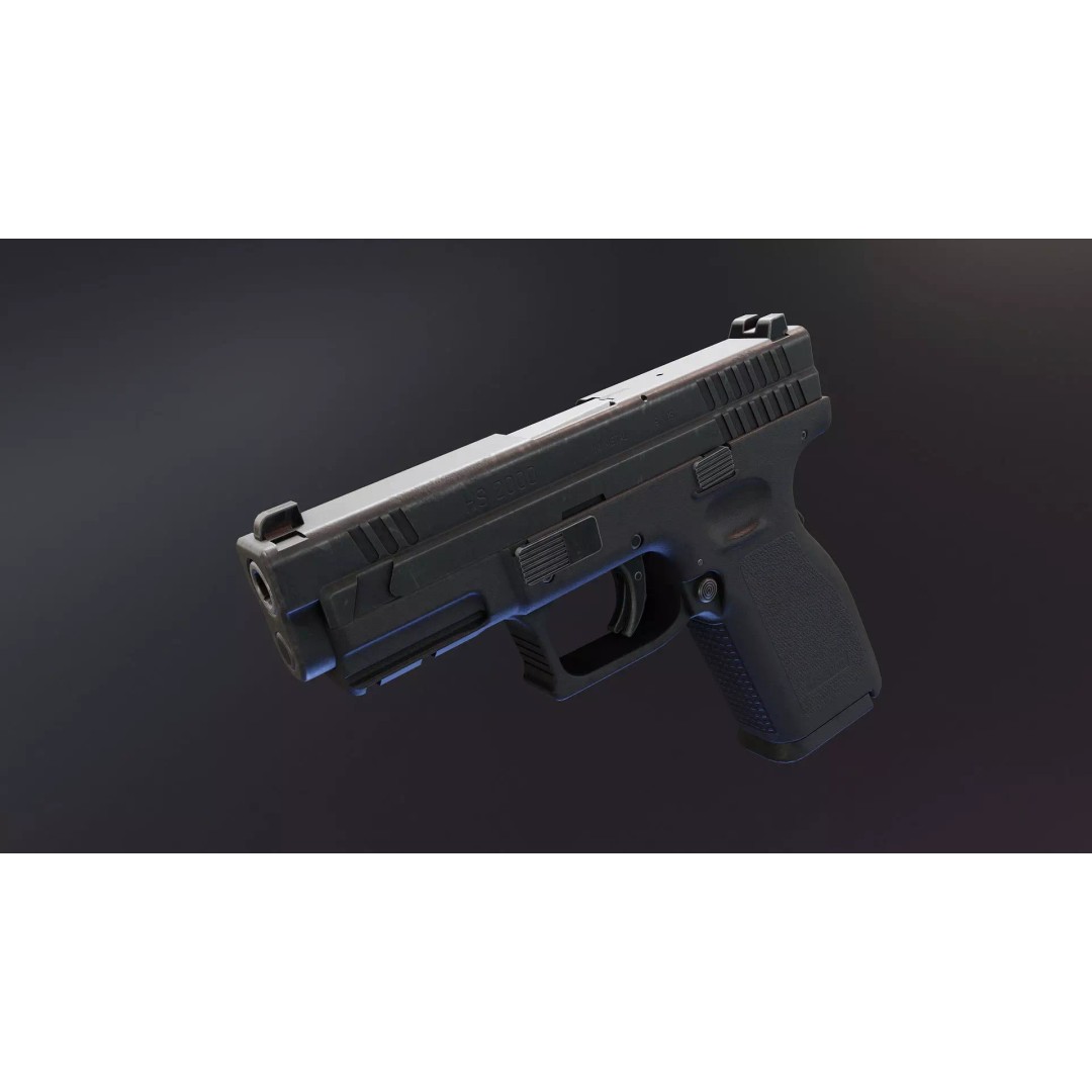 HS2000 Pistol 3D Model – Low Poly Rigged Game Asset, FBX - View 4