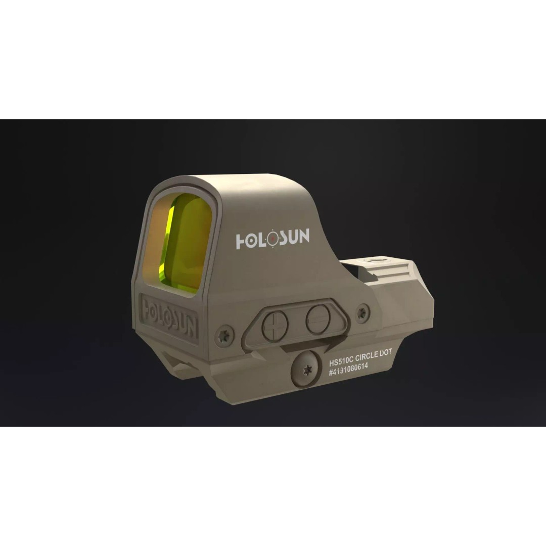 Holosun HS510C Holographic Sight 3D Model – Low Poly Game Asset, FBX - View 16