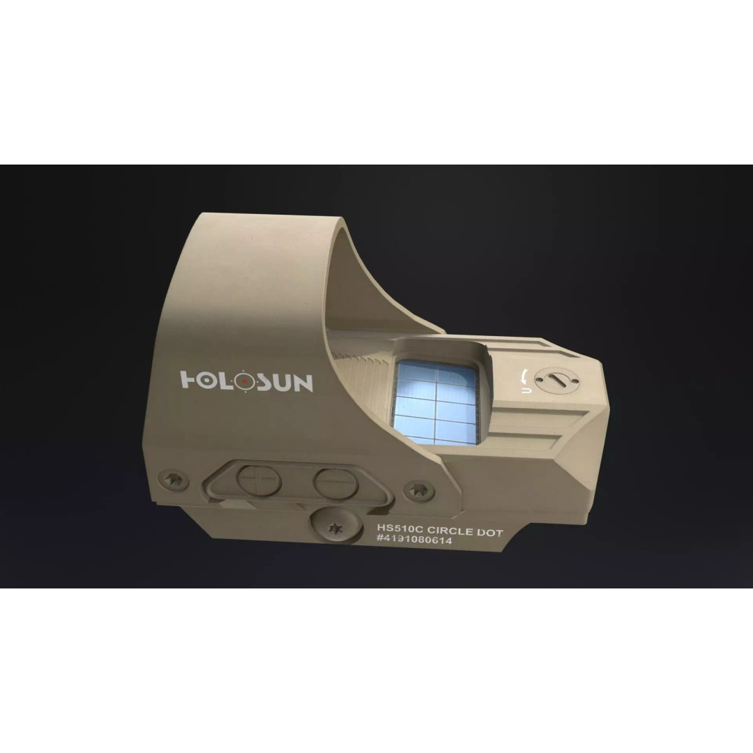 Holosun HS510C Holographic Sight 3D Model – Low Poly Game Asset, FBX - View 17