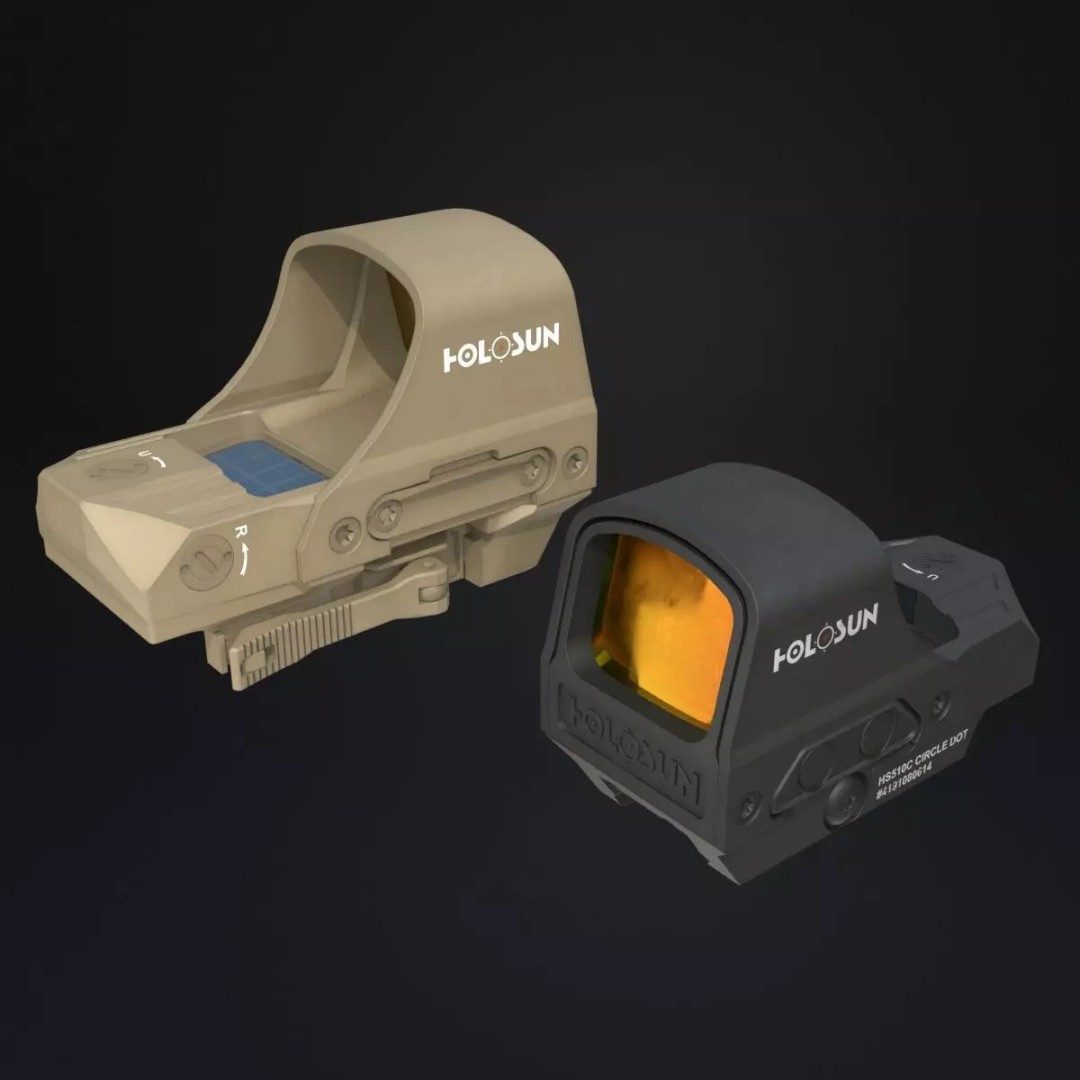 Holosun HS510C Holographic Sight 3D Model – Low Poly Game Asset, FBX - View 2