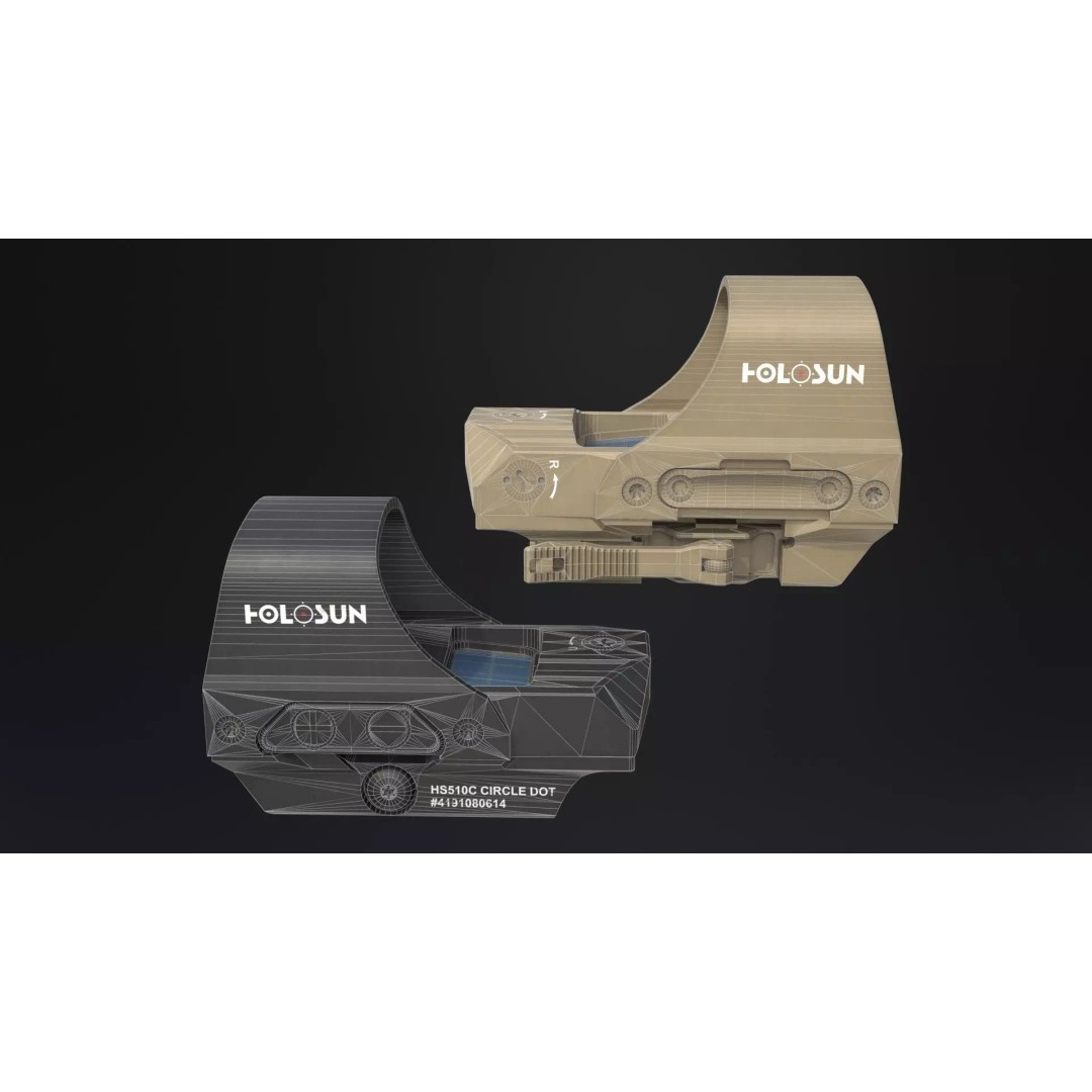 Holosun HS510C Holographic Sight 3D Model – Low Poly Game Asset, FBX - View 22