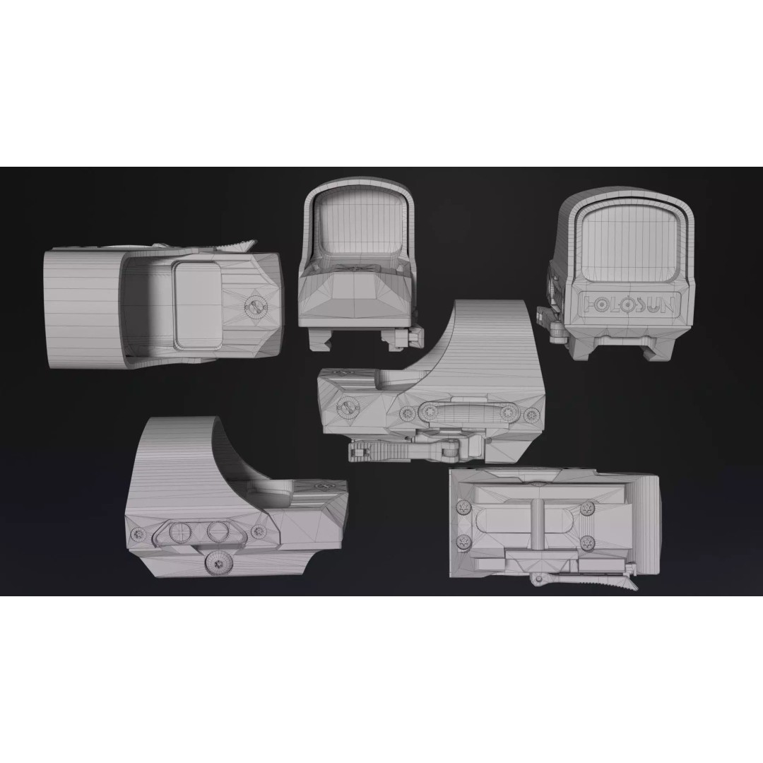 Holosun HS510C Holographic Sight 3D Model – Low Poly Game Asset, FBX - View 25