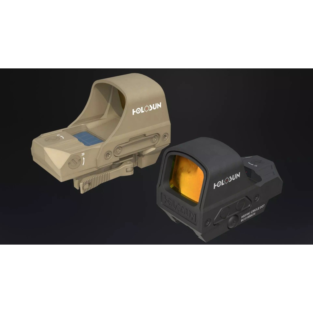 Holosun HS510C Holographic Sight 3D Model – Low Poly Game Asset, FBX - View 3