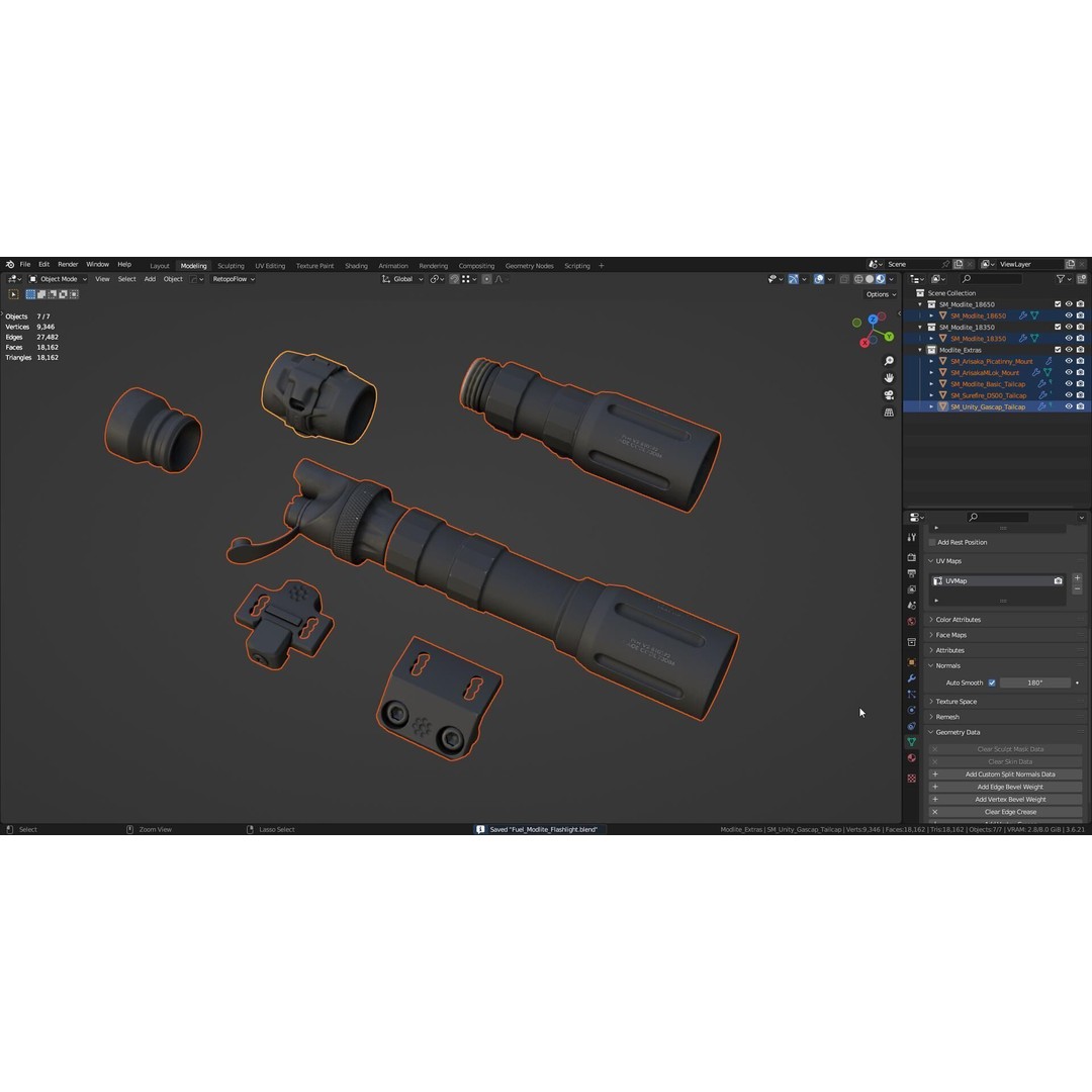 FUEL MODLITE Rifle Light Pack 3D Model – Low Poly Game-Ready, FBX, OBJ