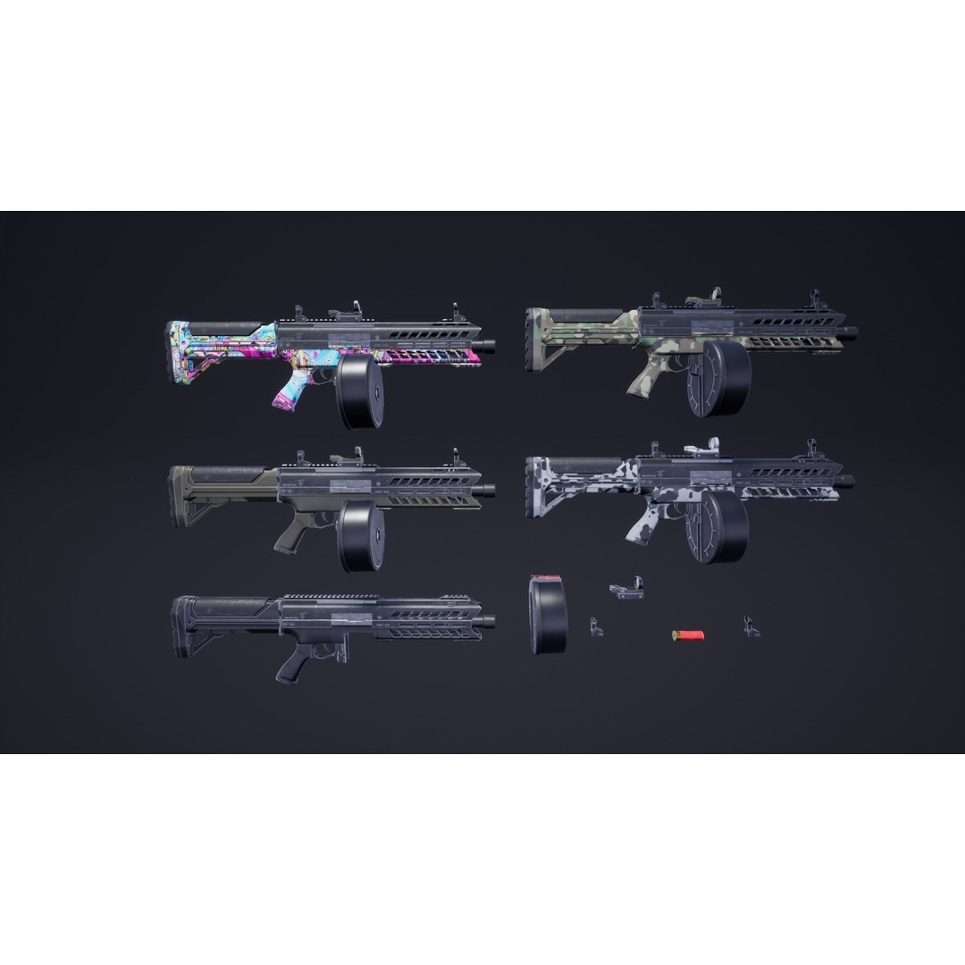 Automatic Shotgun 3D Model – Low Poly Game Asset with 22 Animations, FBX