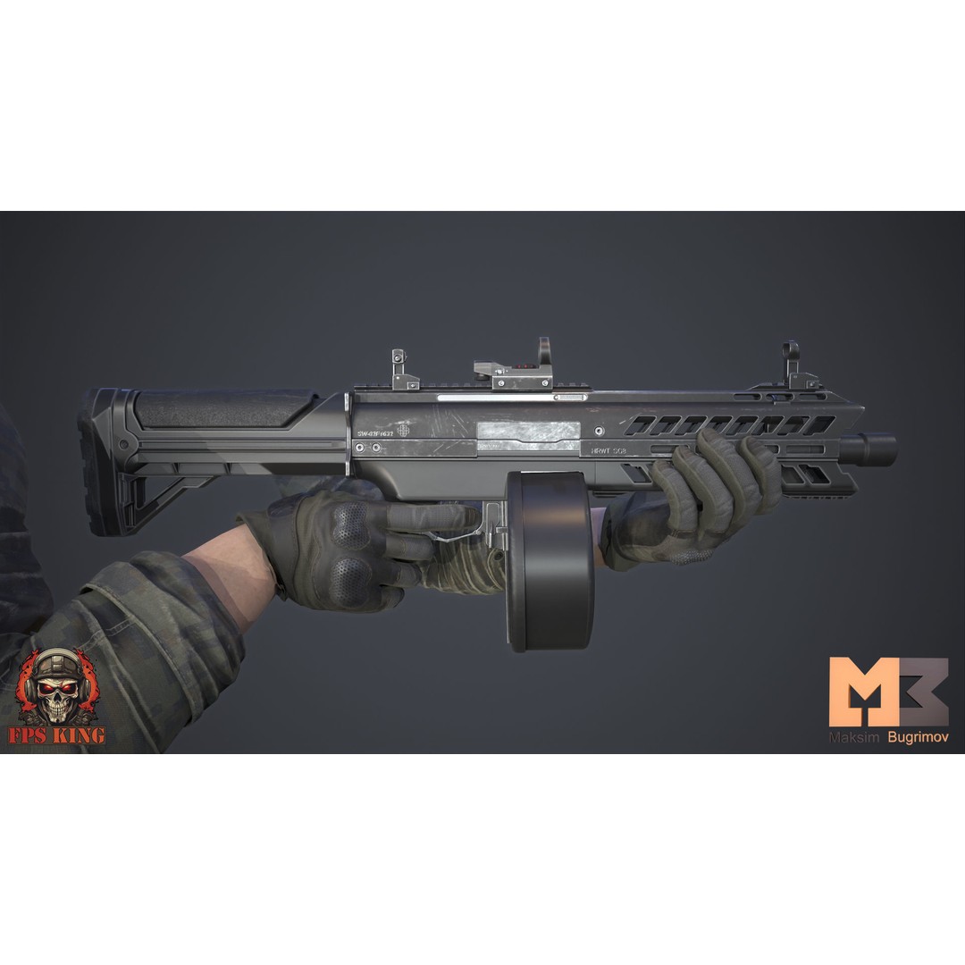 Automatic Shotgun 3D Model – Low Poly Game Asset with 22 Animations, FBX - View 9
