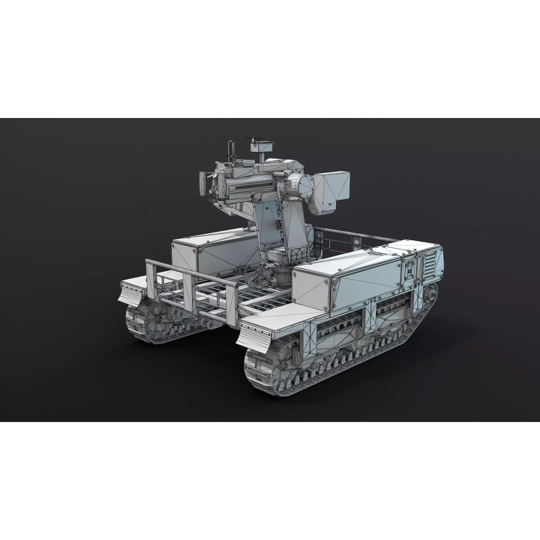 Termit UGV 3D Model – Low Poly Military Drone with Mk19 Grenade Launcher - View 14