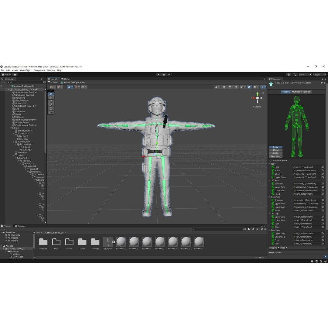 Casual Soldier 3D Model – Low Poly Rigged Character with PBR Textures - View 4