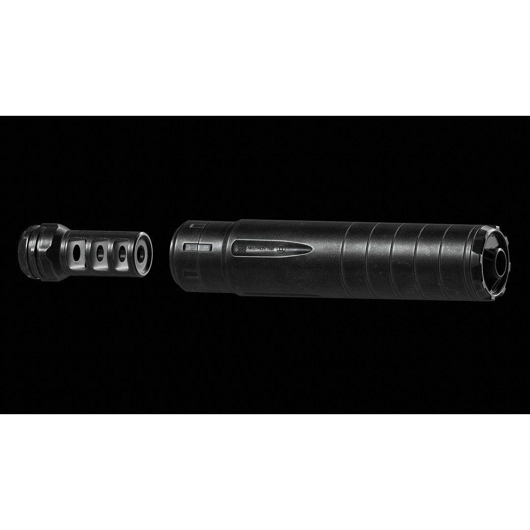 Gemtech Neutron 7.62 Cal 300 3D Model – Low Poly Game Asset, FBX, OBJ - View 4