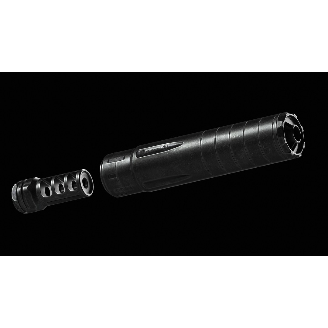 Gemtech Neutron 7.62 Cal 300 3D Model – Low Poly Game Asset, FBX, OBJ - View 5