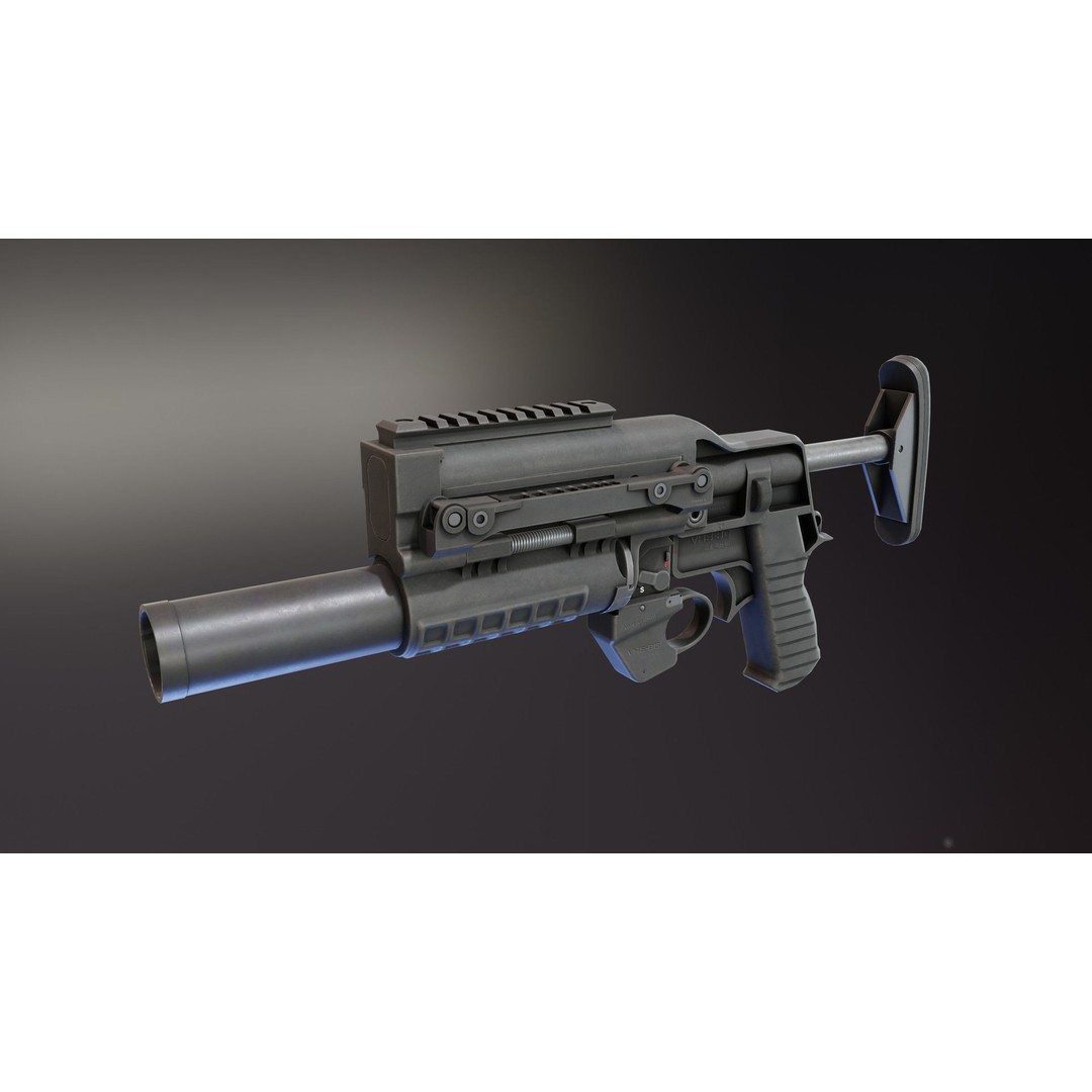 VHS BG Grenade Launcher 3D Model – Low Poly Rigged Asset, FBX - View 3