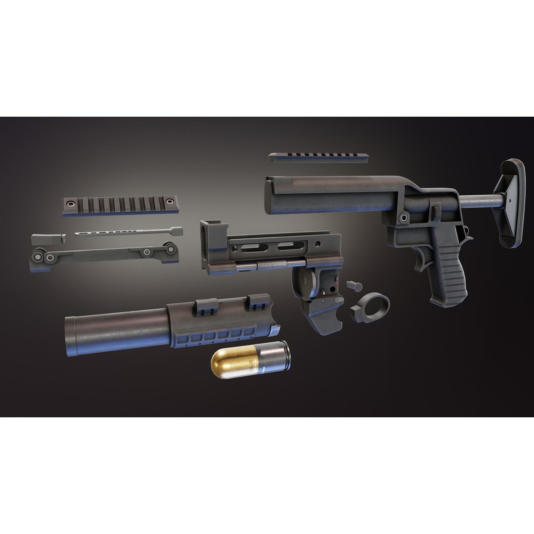 VHS BG Grenade Launcher 3D Model – Low Poly Rigged Asset, FBX - View 8