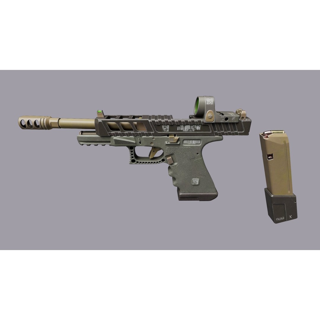 Glock 34 3D Model – Low Poly Game Asset, FBX, PBR Textures - View 10