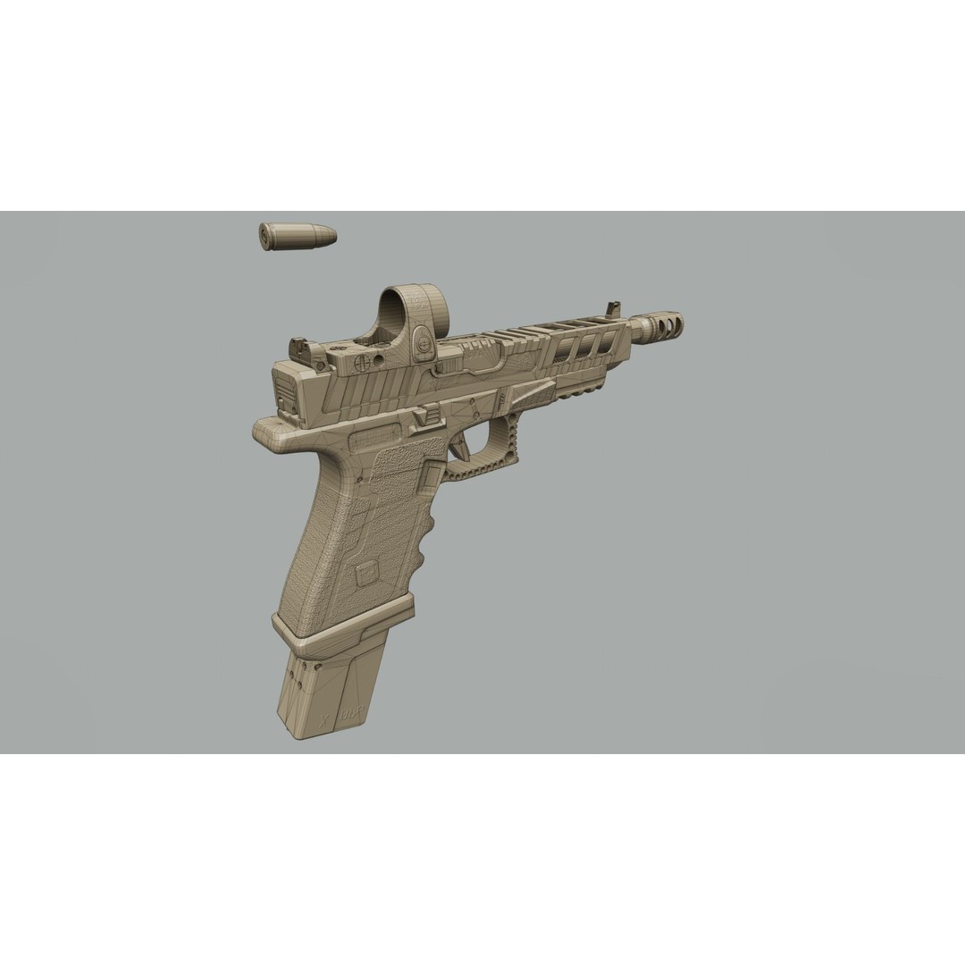 Glock 34 3D Model – Low Poly Game Asset, FBX, PBR Textures - View 11