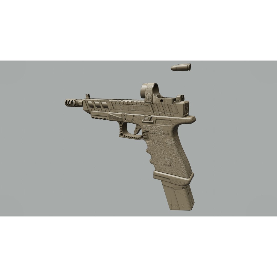Glock 34 3D Model – Low Poly Game Asset, FBX, PBR Textures - View 12