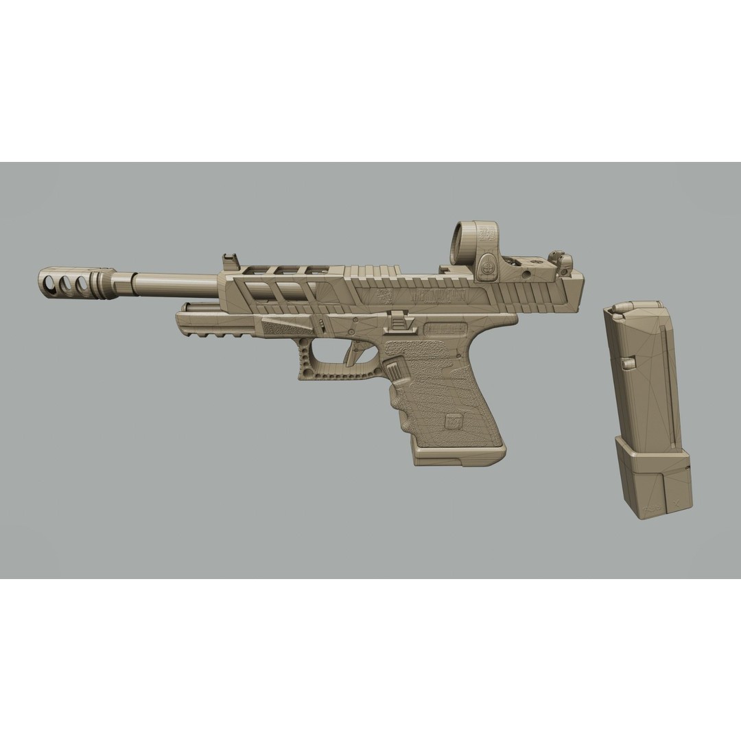Glock 34 3D Model – Low Poly Game Asset, FBX, PBR Textures - View 13