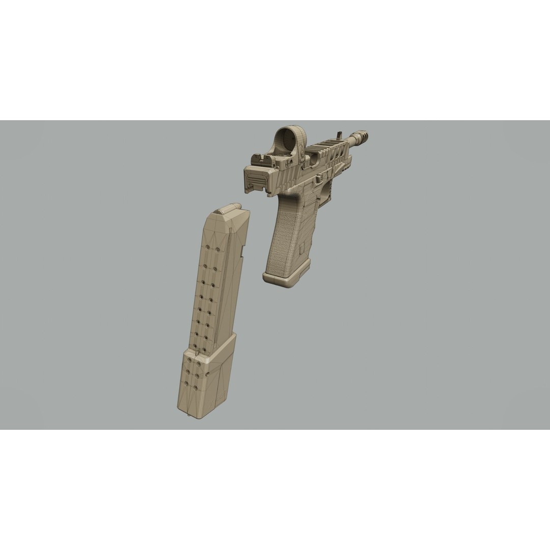 Glock 34 3D Model – Low Poly Game Asset, FBX, PBR Textures - View 14