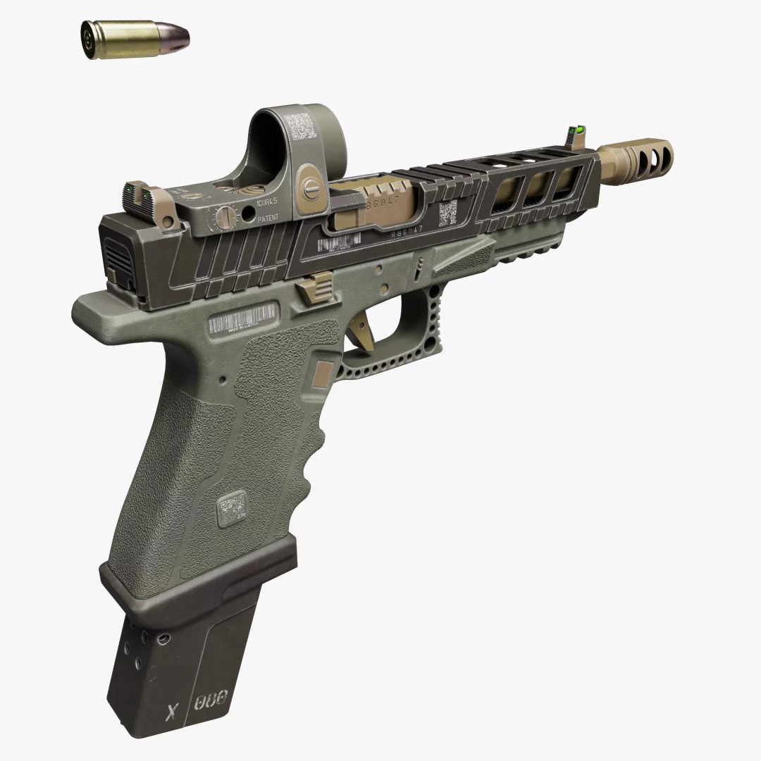 Glock 34 3D Model – Low Poly Game Asset, FBX, PBR Textures - View 2