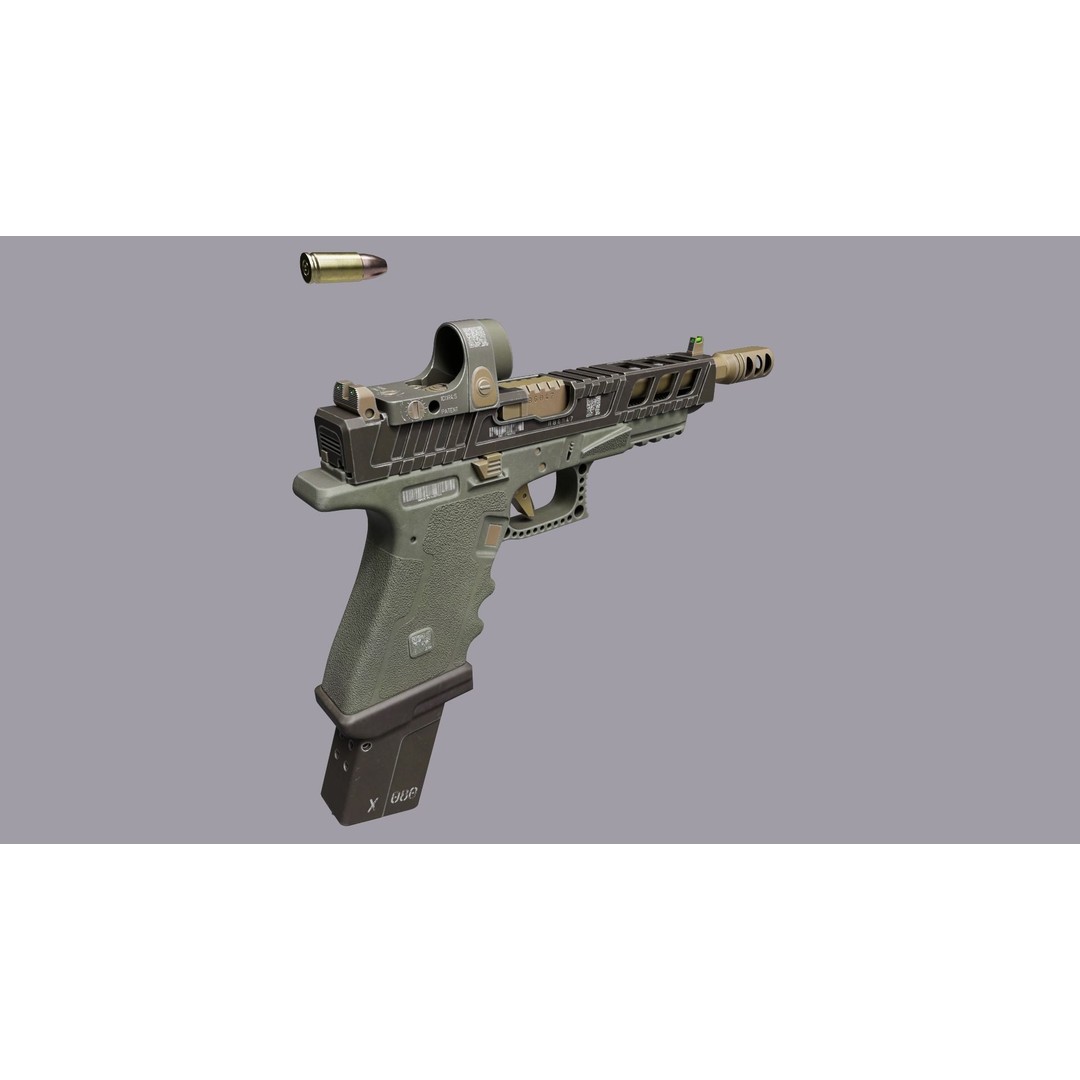 Glock 34 3D Model – Low Poly Game Asset, FBX, PBR Textures - View 3