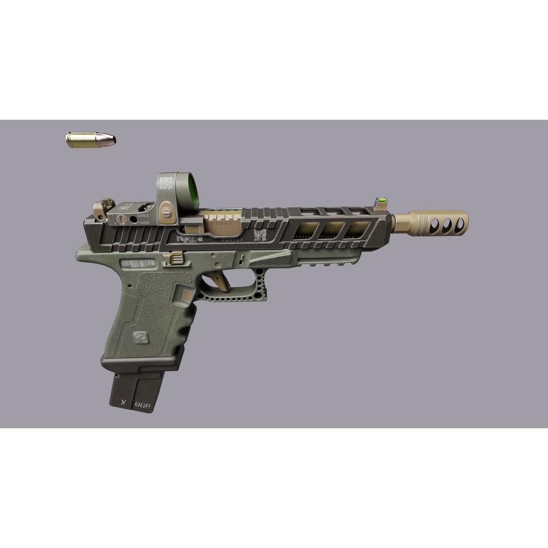 Glock 34 3D Model – Low Poly Game Asset, FBX, PBR Textures - View 4