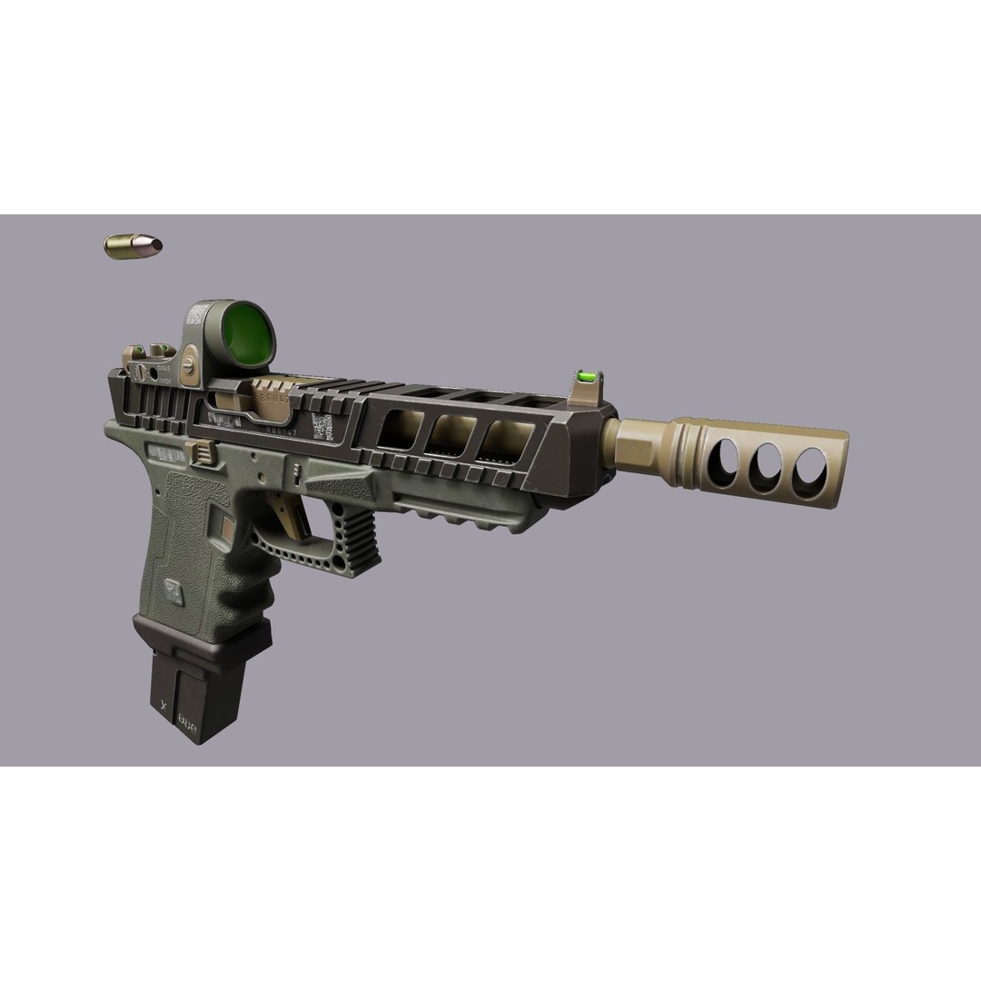 Glock 34 3D Model – Low Poly Game Asset, FBX, PBR Textures - View 6