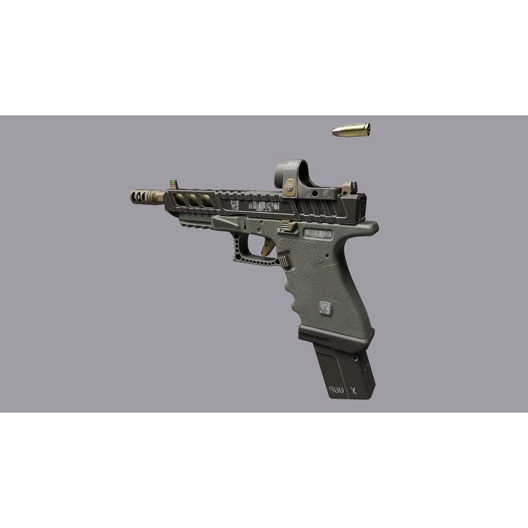 Glock 34 3D Model – Low Poly Game Asset, FBX, PBR Textures - View 7